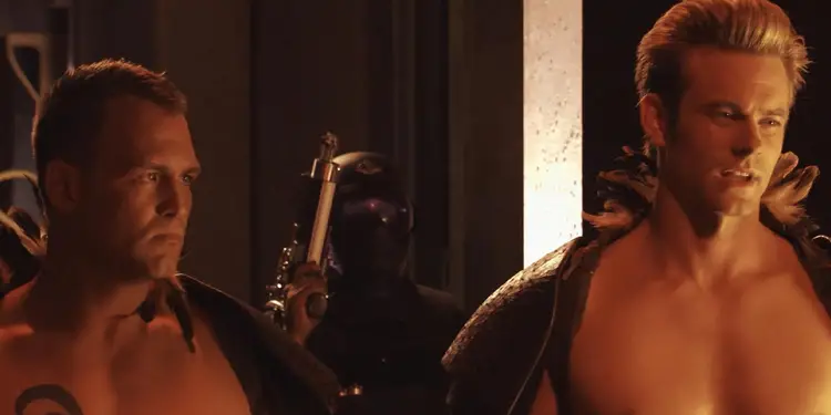 Ty Olsson as Prince Vultan beside Eric Johnson as Flash Gordon on 'Flash Gordon'